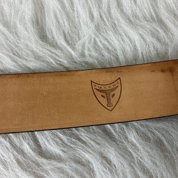 Michael Toschi Brown Leather Belt Black Perforated Rubber Section 42 - Picture 8 of 9